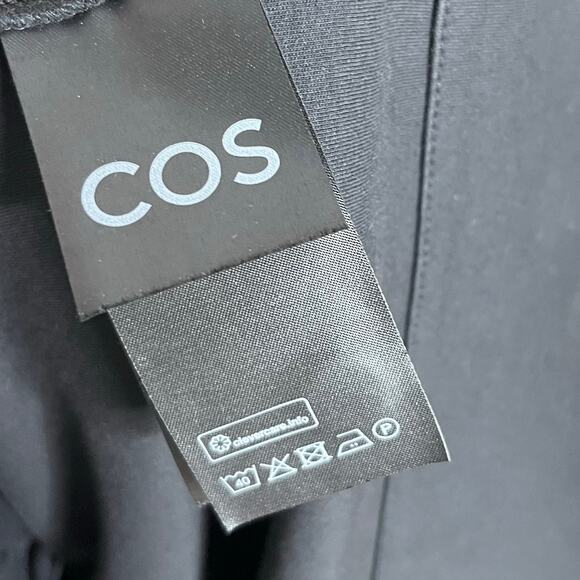 COS Puff Sleeve A Line Mini Dress Womens XS Black Pockets Long Sleeve Cotton - Picture 9 of 10